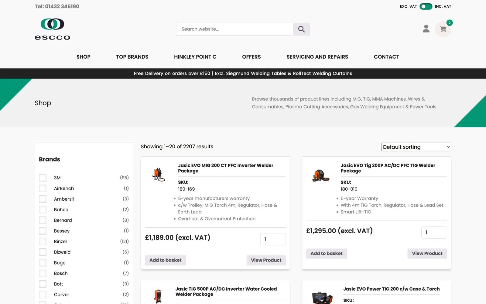 ESCCO - the WooCommerce shop, integrated with the warehouse