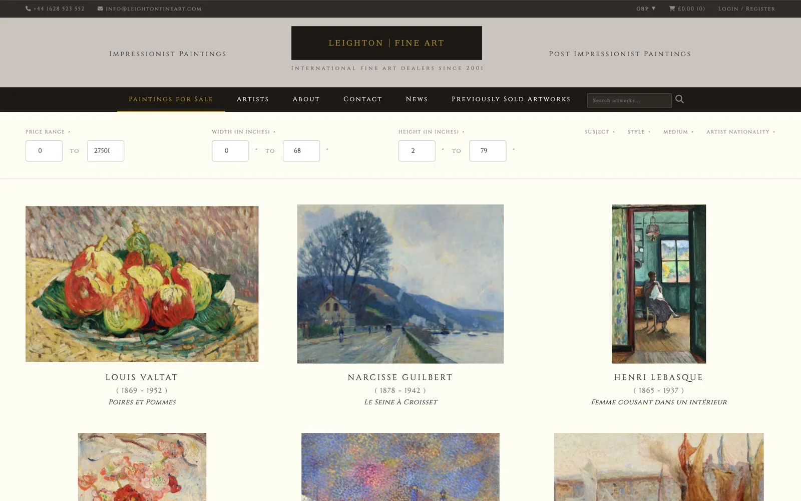Artwork pages - clean layouts that let the painting speak
