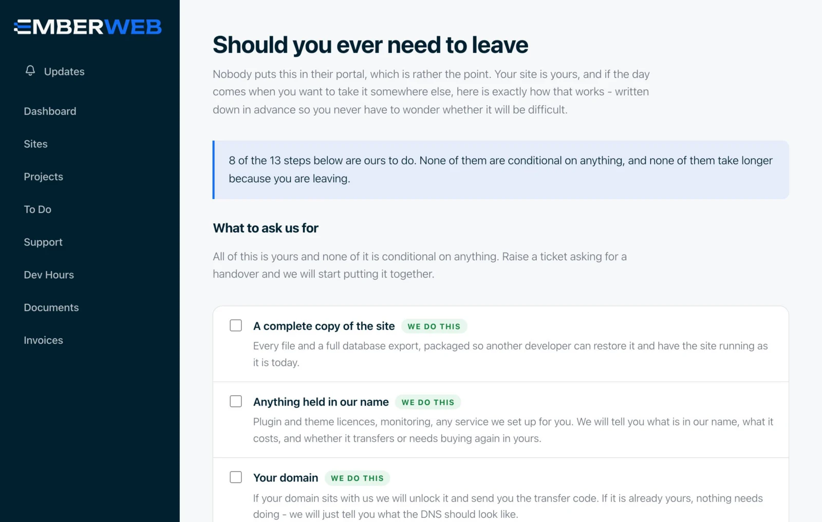We even show you how to leave.