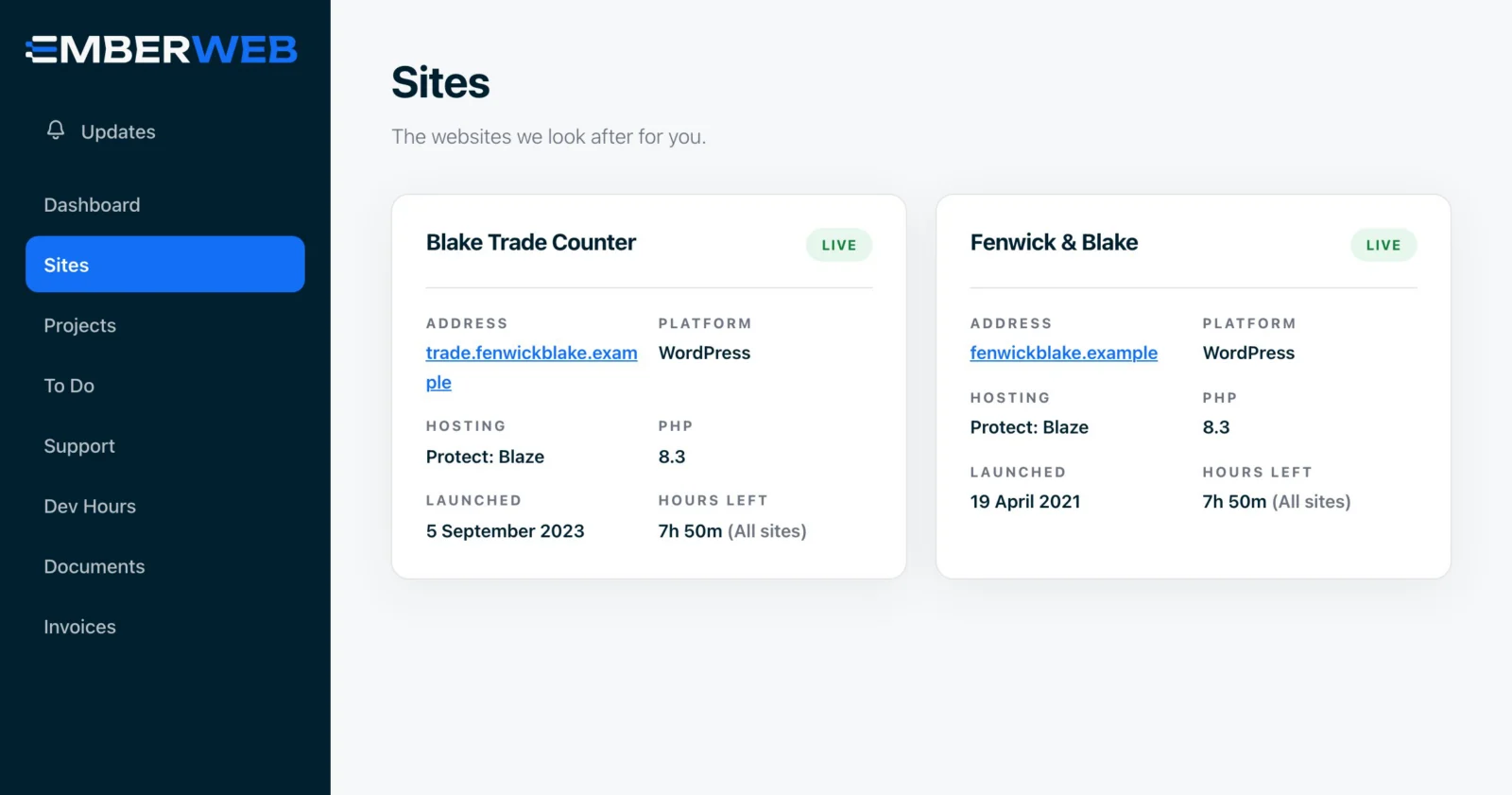 Add a new site in under a minute.